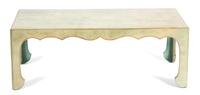 A Contemporary Asian Style Pale Green and Parcel Gilt Lacquer Coffee Table Height 15 x width 42 x depth 20 3/4 inches. — 20TH CENTURY