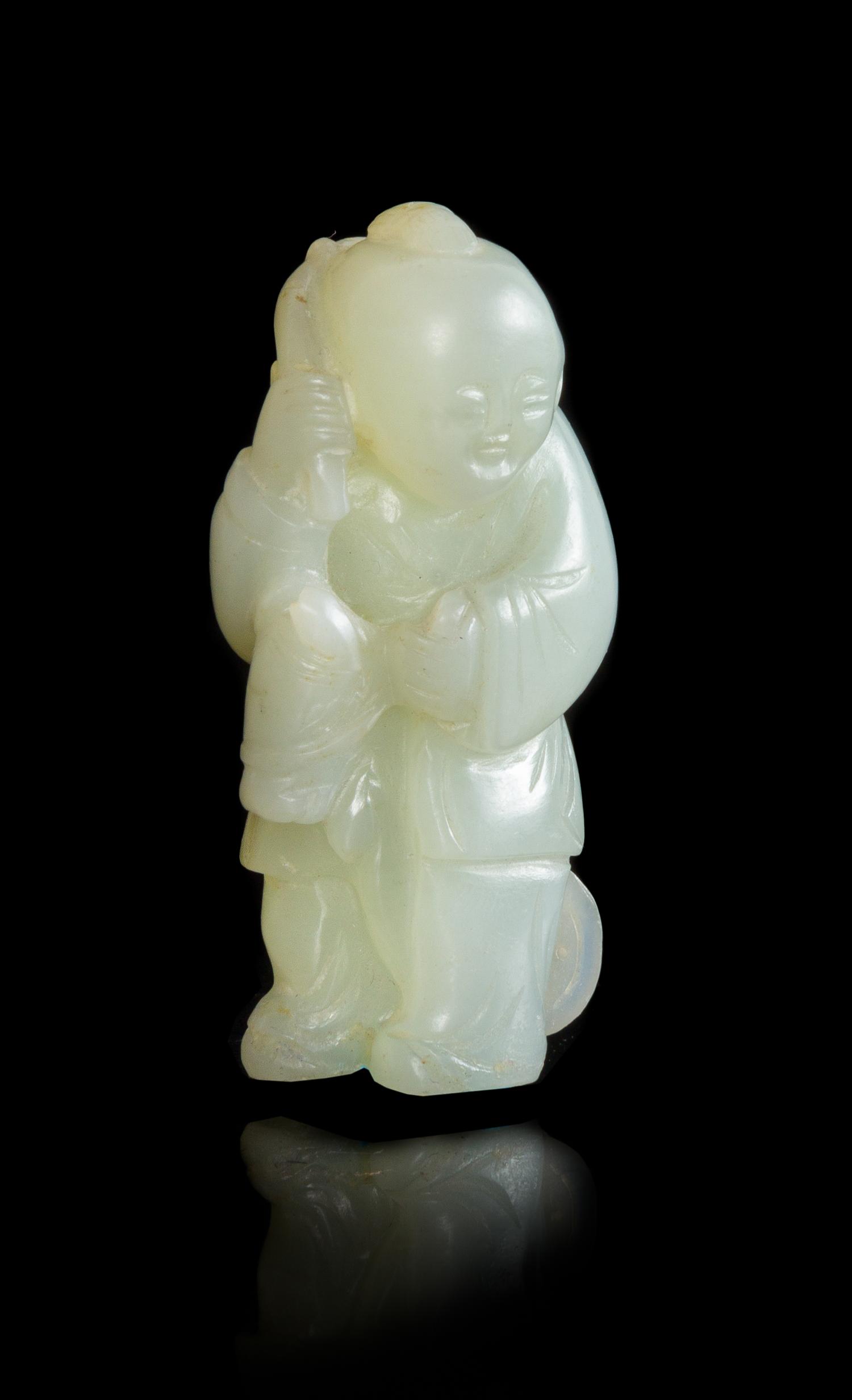 A White Jade Figure of a Boy Height 2 1/2 inches. — 18TH/19TH CENTURY