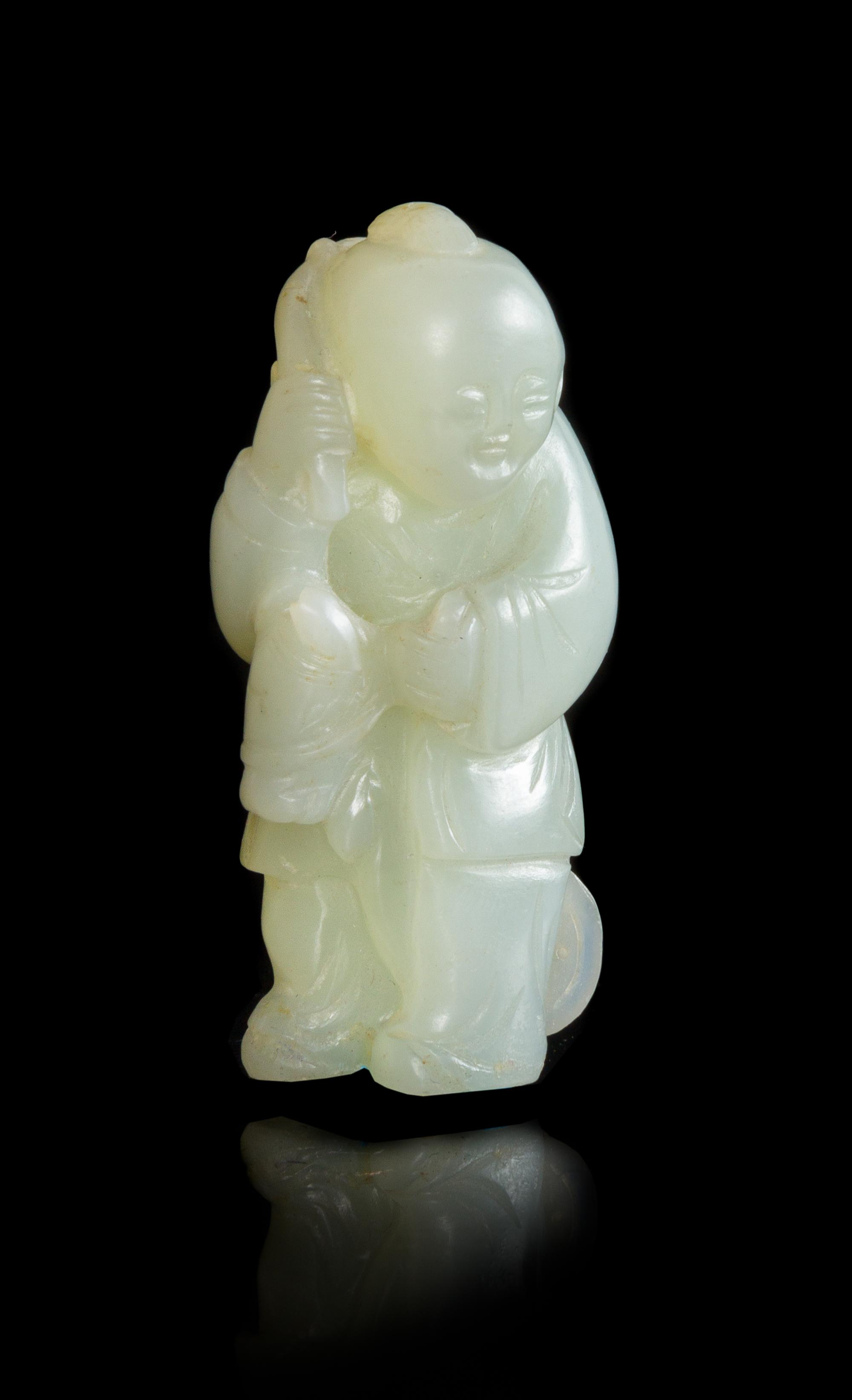 A White Jade Figure of a Boy Height 2 1/2 inches. — 18TH/19TH CENTURY