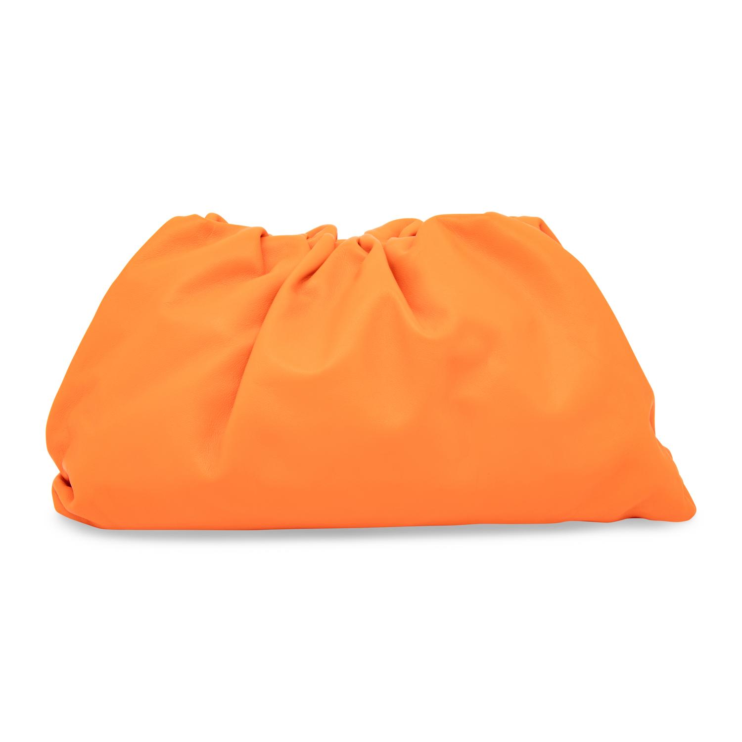 BOTTEGA VENETA, ORANGE LEATHER POUCH CLUTCH