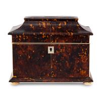 A Regency Tortoise Shell Tea Caddy