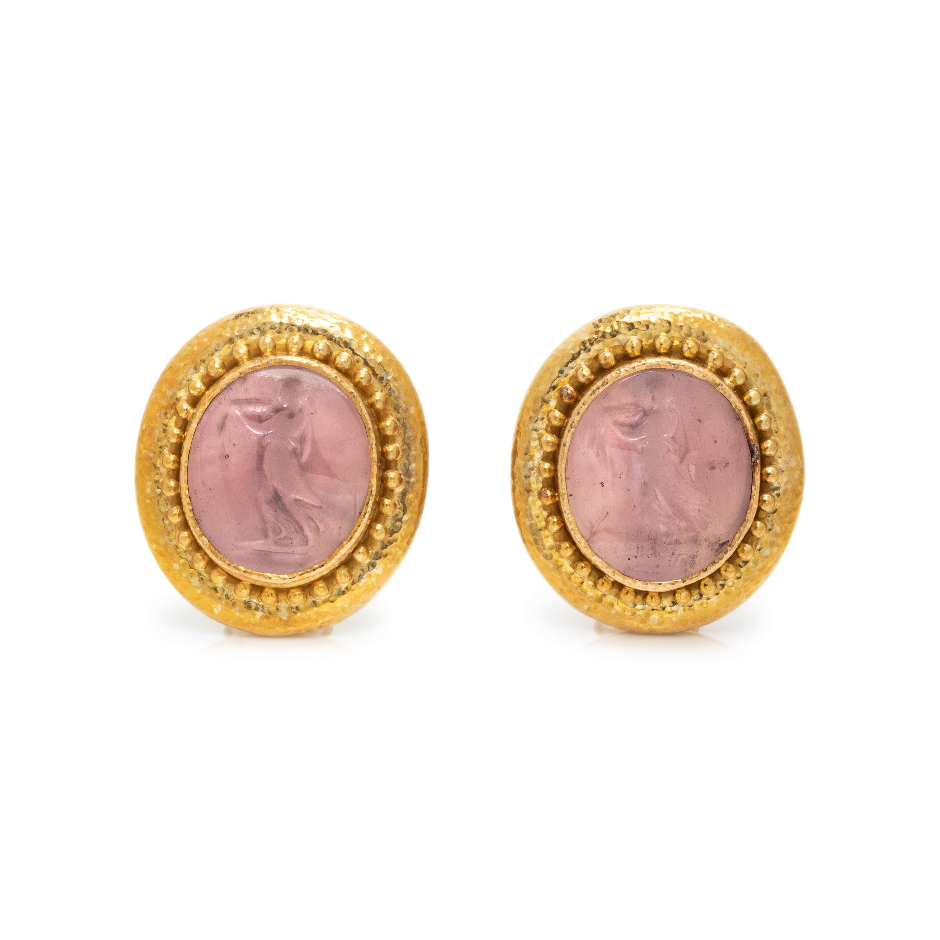 ELIZABETH LOCKE, YELLOW GOLD AND INTAGLIO EARCLIPS