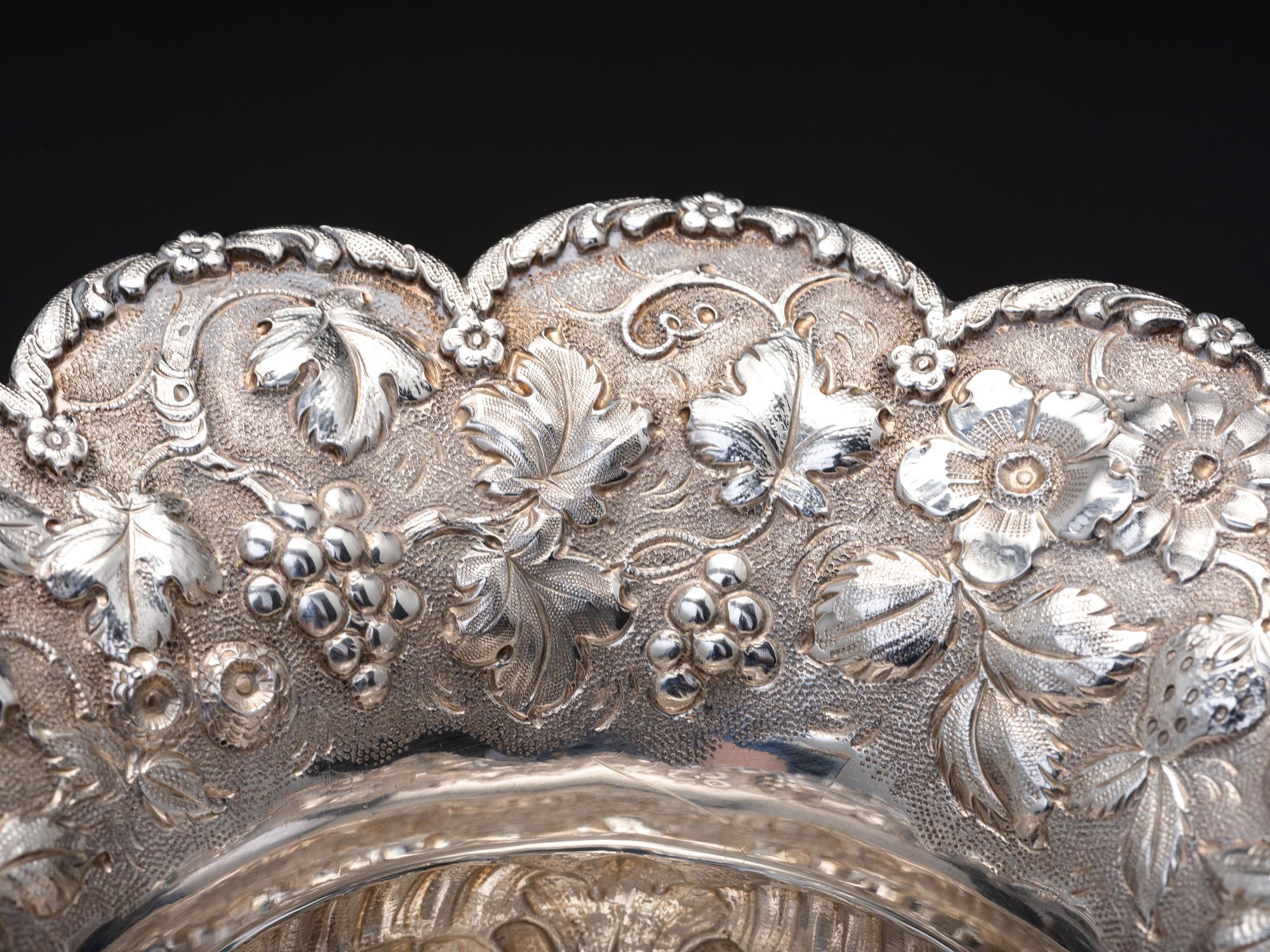 A Pair of American Repousse Silver Compotes