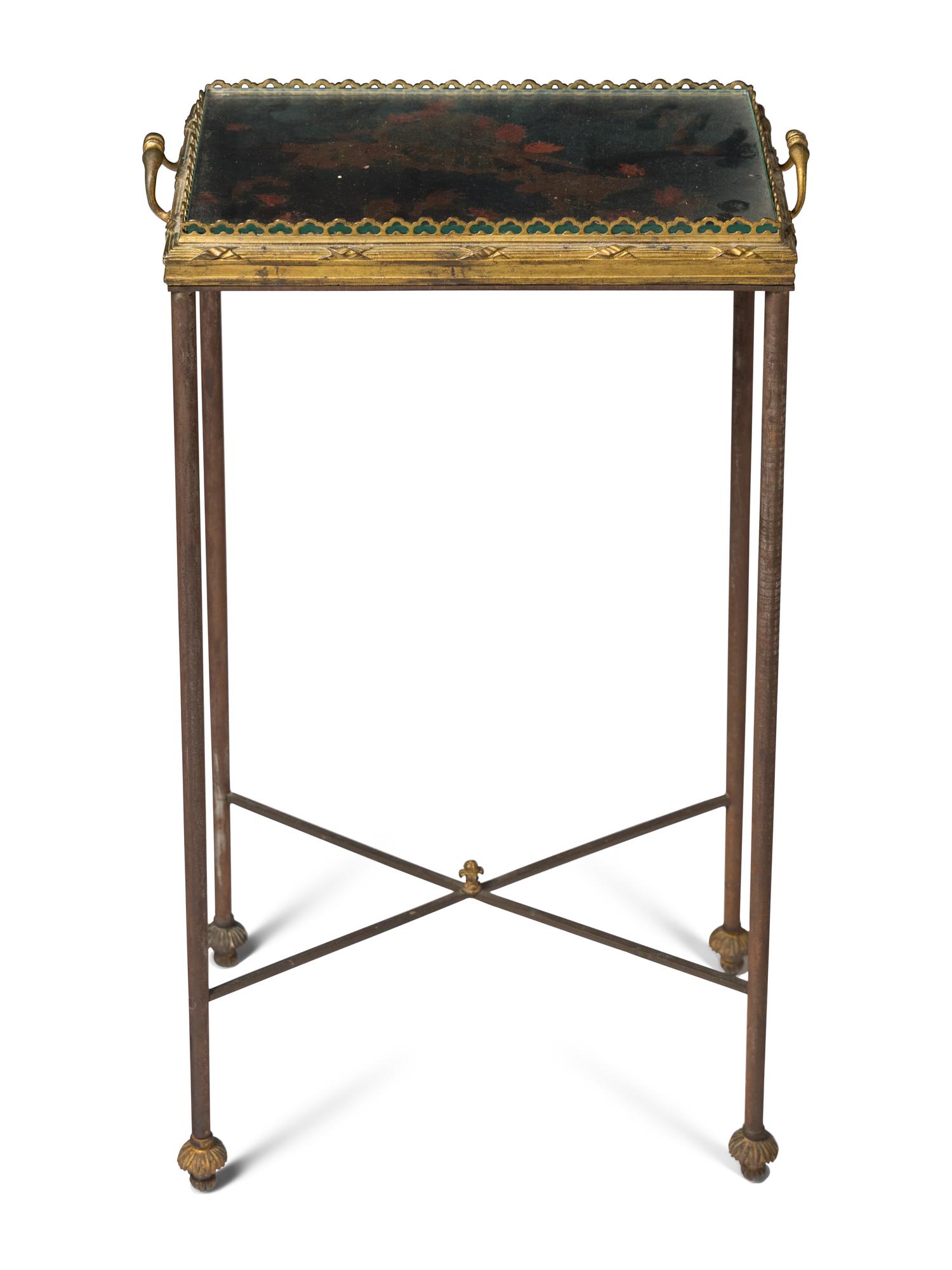 A Brass Stand with Black Lacquered Top