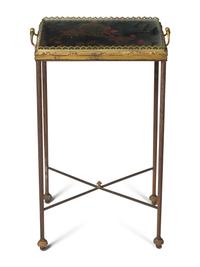 A Brass Stand with Black Lacquered Top