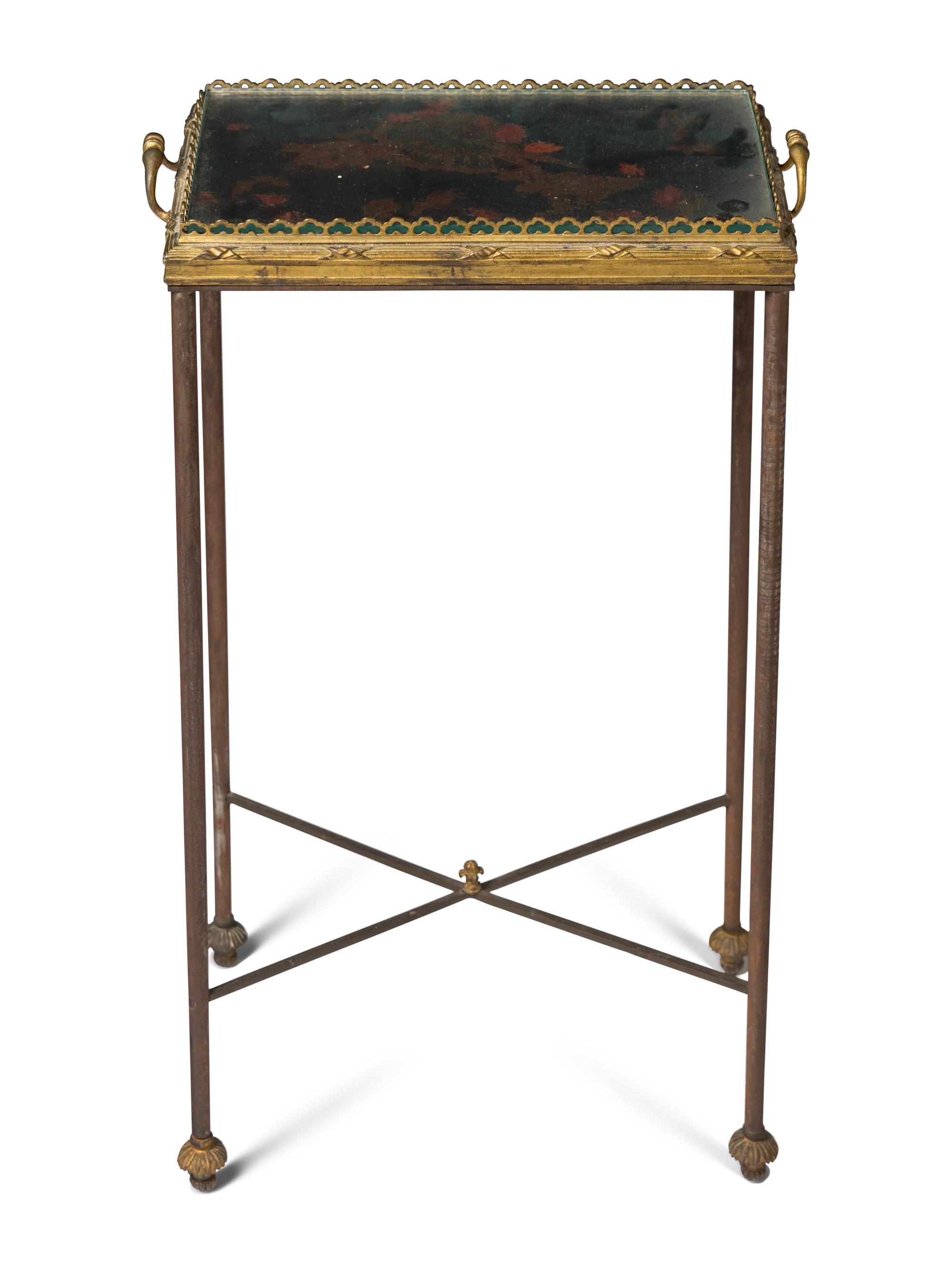 A Brass Stand with Black Lacquered Top