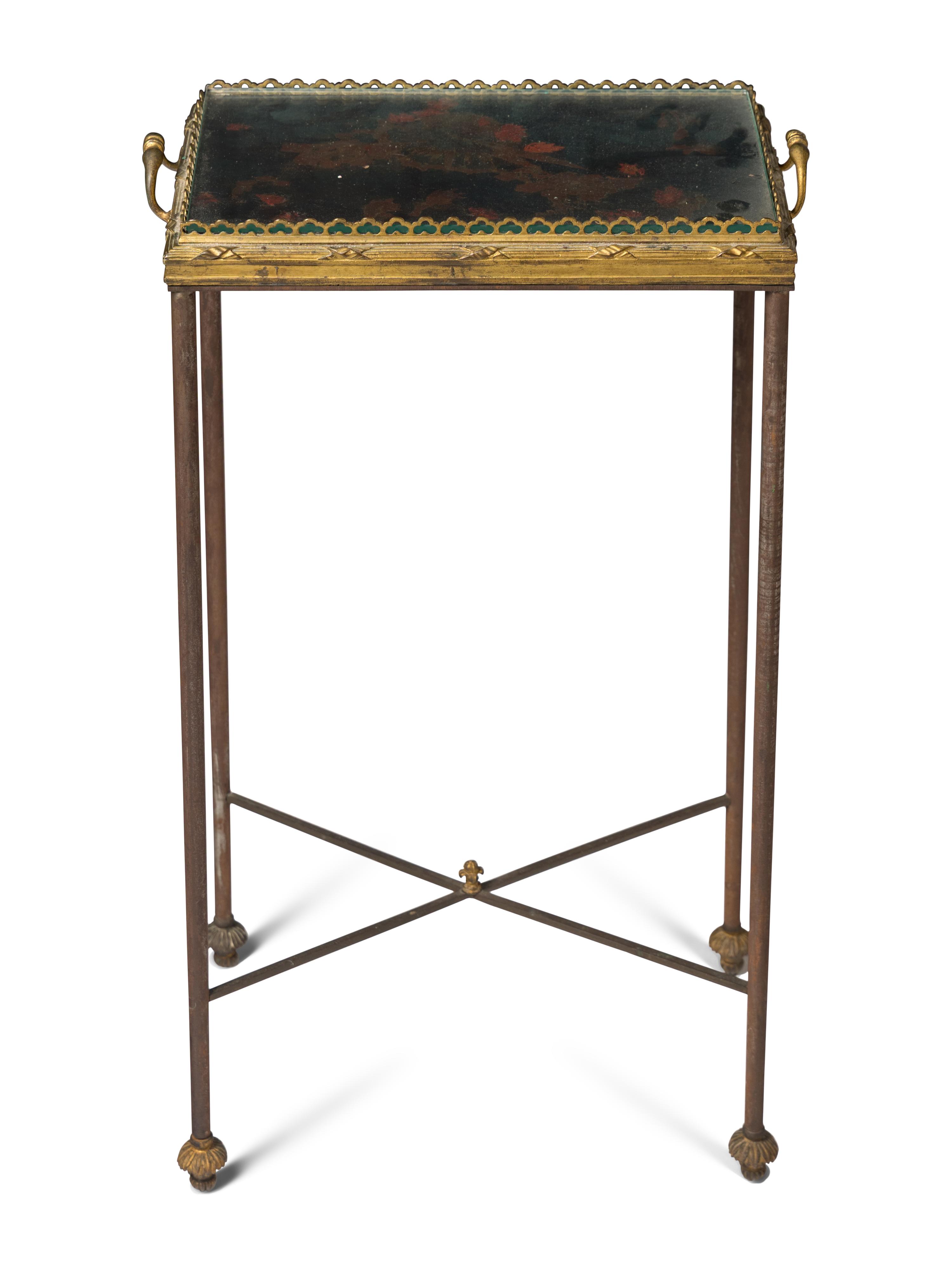 A Brass Stand with Black Lacquered Top
