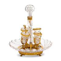 A Charles X Gilt Bronze Mounted Sulphide and Cut Glass Desk Stand