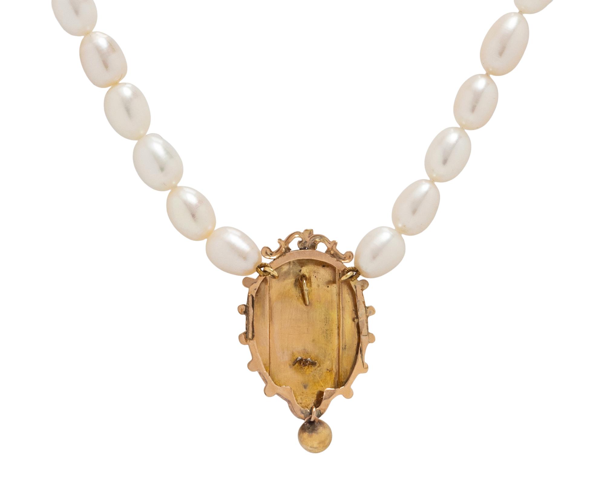 CULTURED PEARL AND GOLD FLOWER NECKLACE