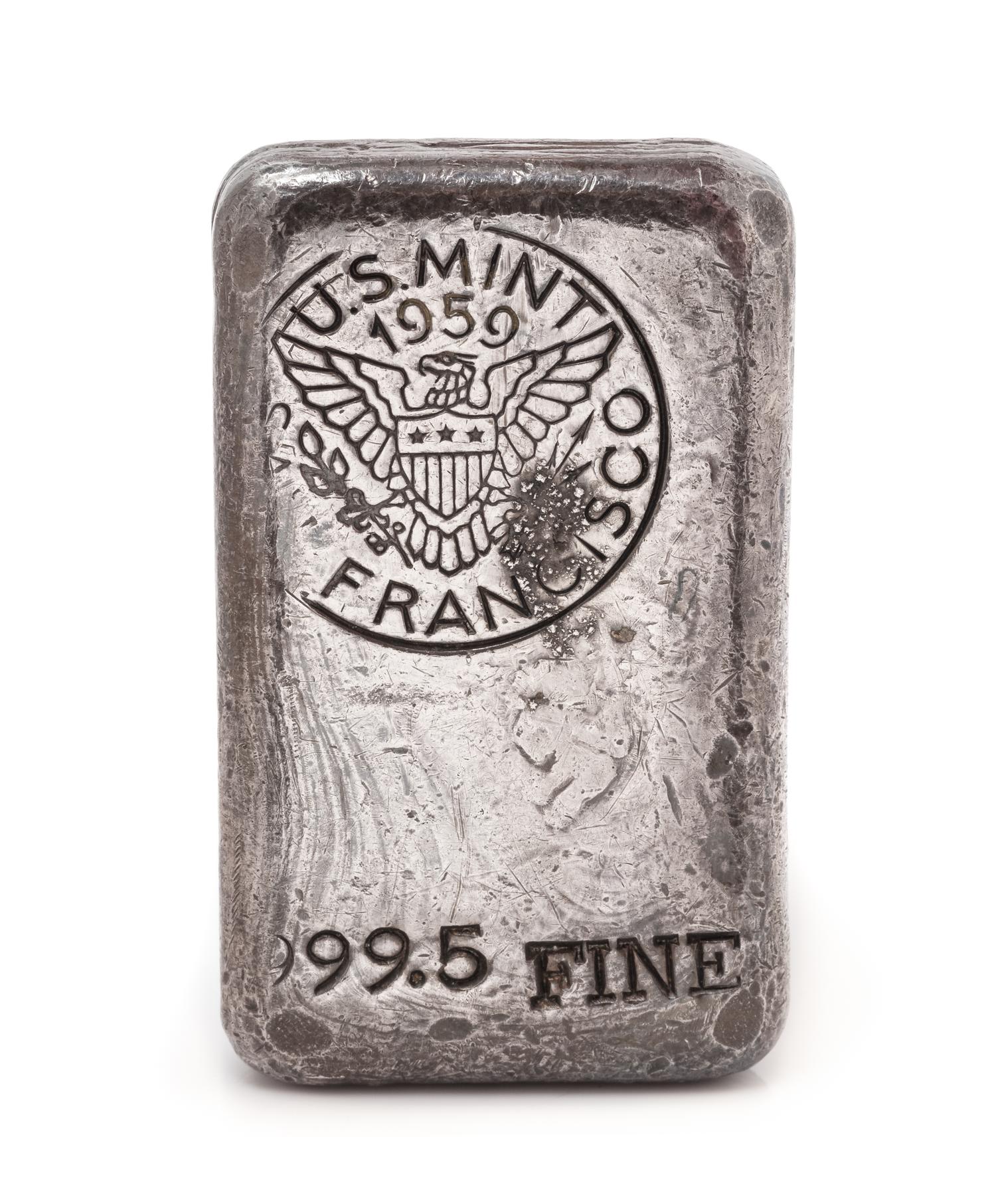 A 1959 San Francisco 999.50 Pure Silver Ingot, 121.40 dwts.