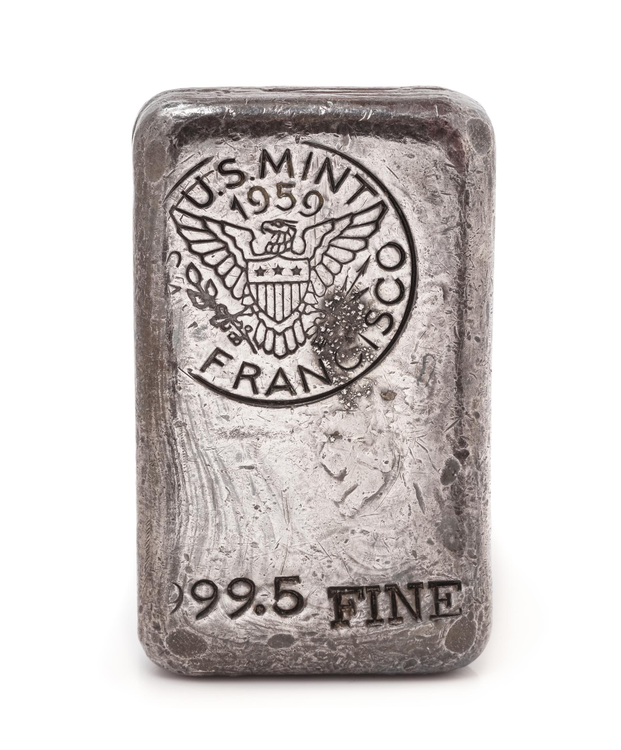 A 1959 San Francisco 999.50 Pure Silver Ingot, 121.40 dwts.