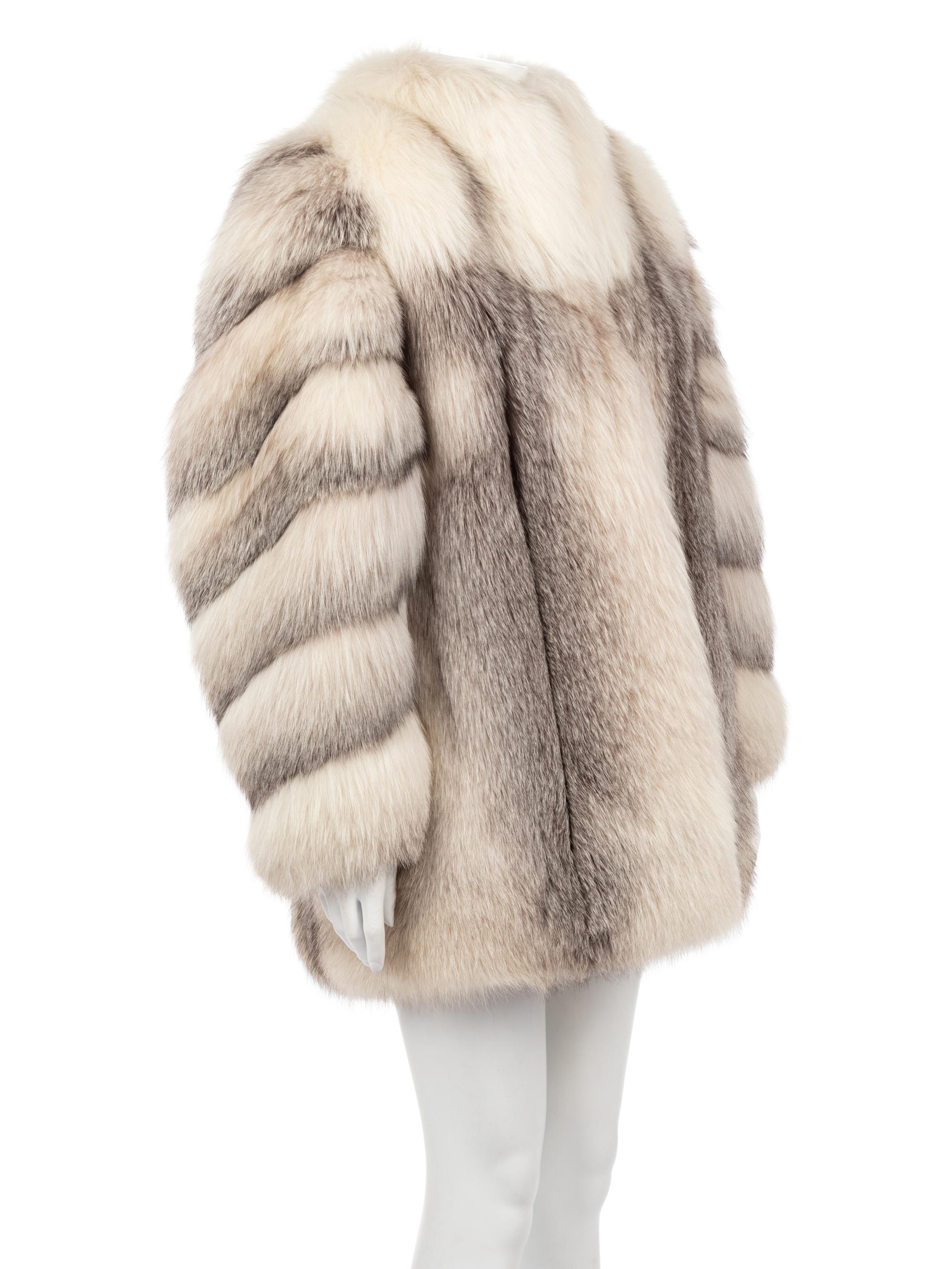 Yves Saint Laurent Gray Fox Coat, 1980s
