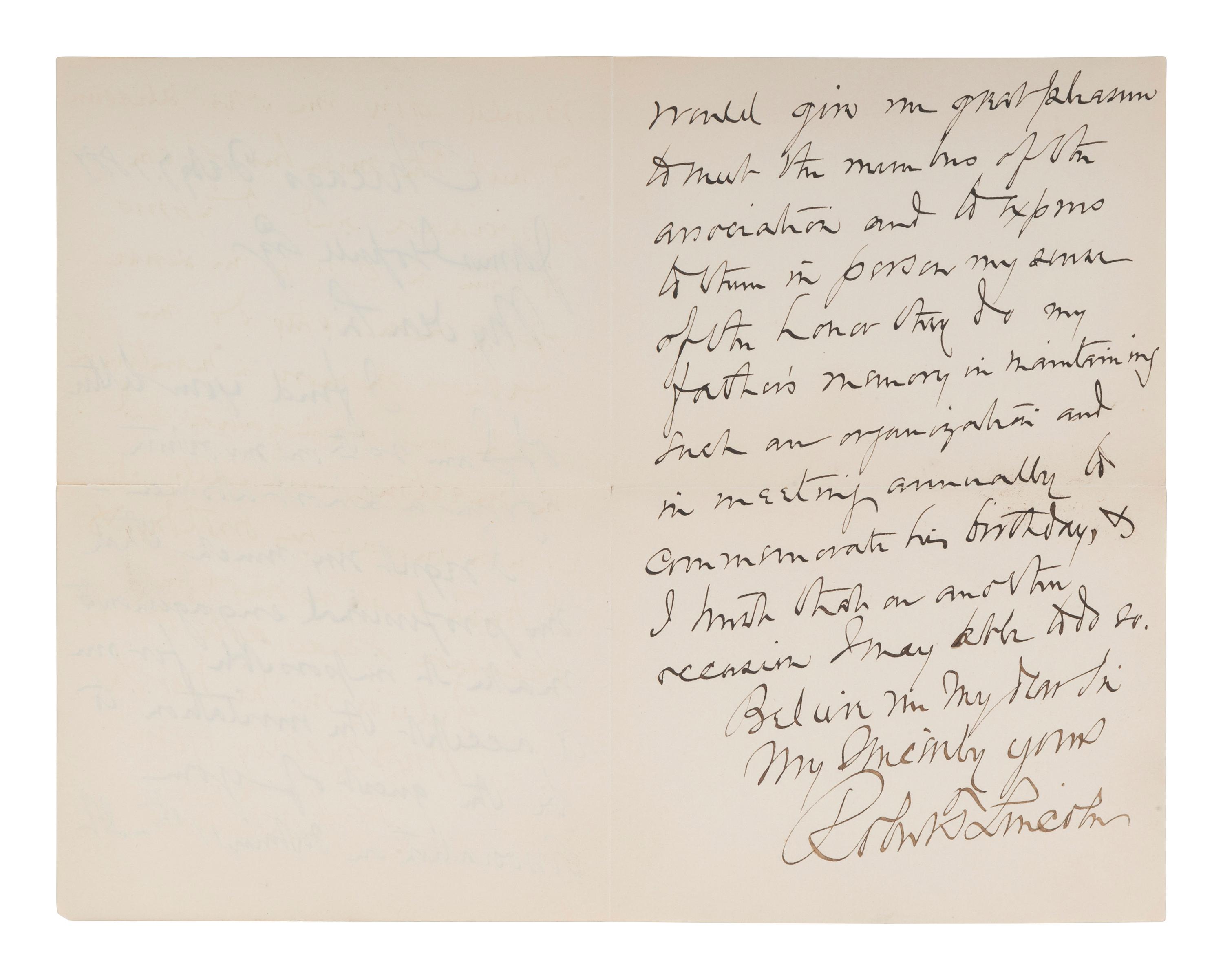 [POLITICS]. A group of 4 letters signed by politicians and reformers, incl. Robert Todd LINCOLN, Henry Ward BEECHER, Roscoe CONKLING, and Whitelaw REID.