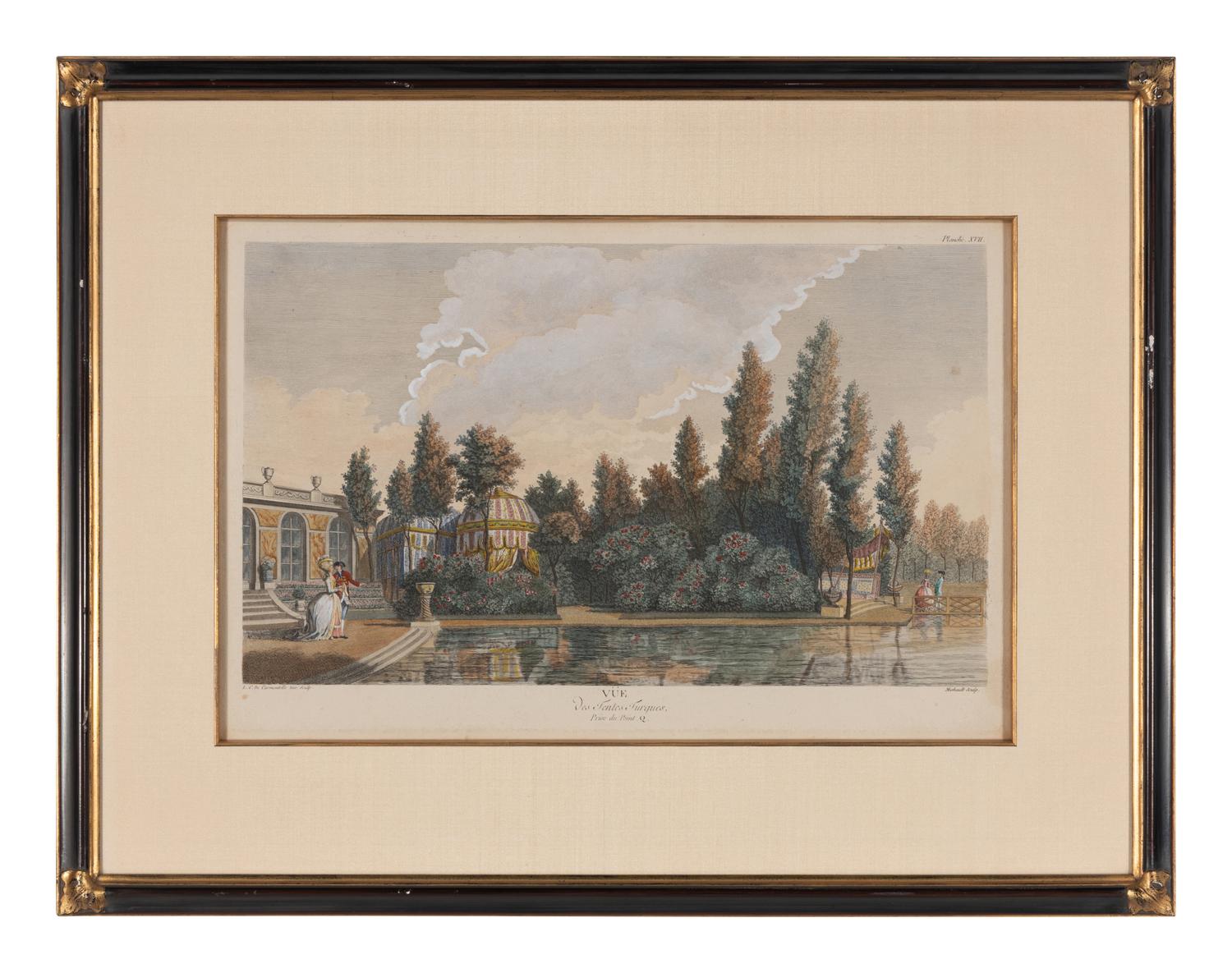 A Set of Six French Hand-Colored Engravings