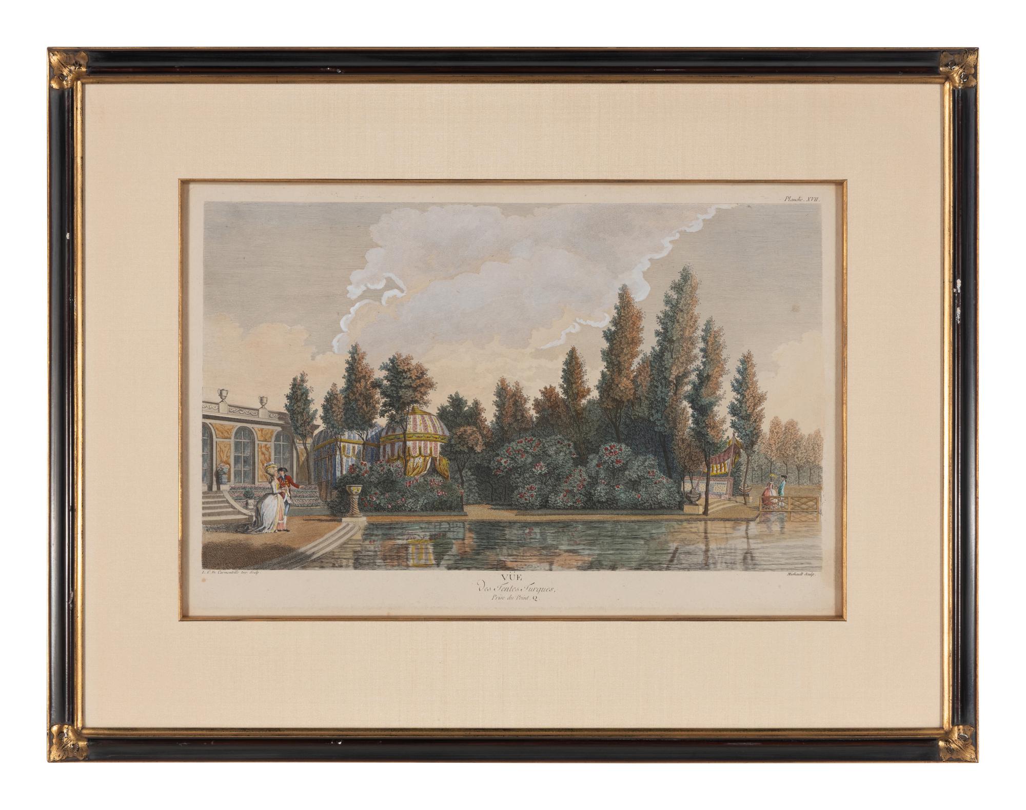 A Set of Six French Hand-Colored Engravings