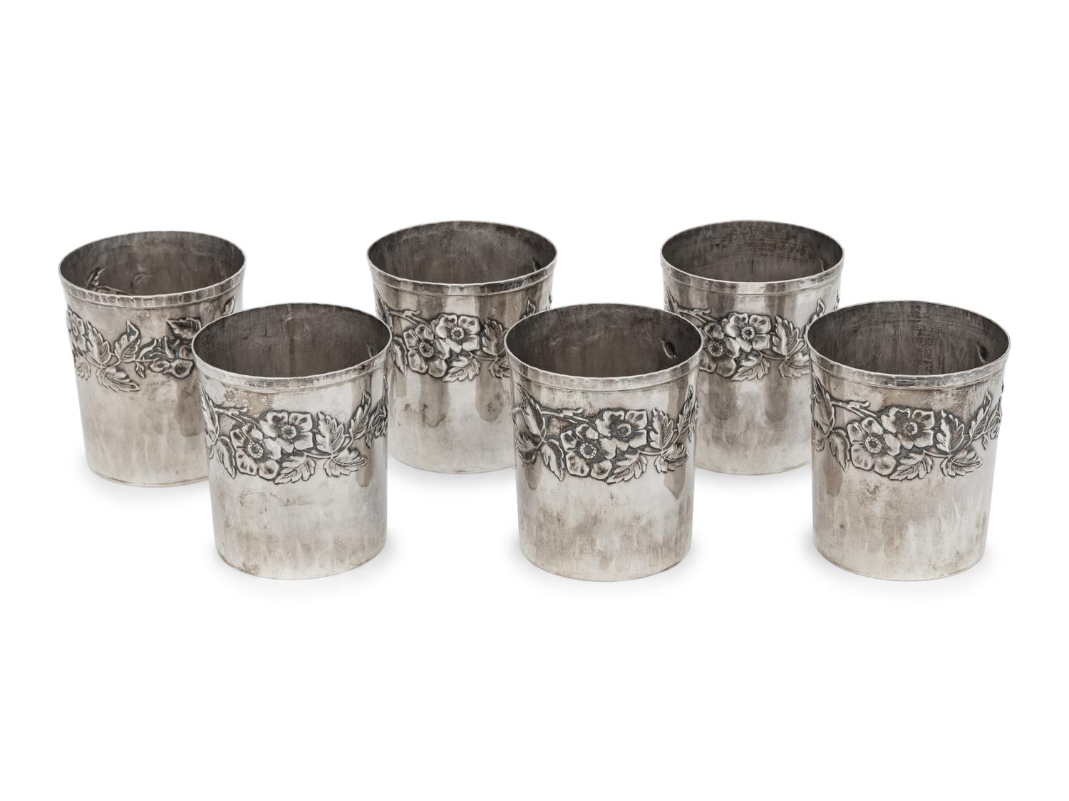 A Set of Six Italian Silver Tumblers