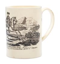 A Rare Liverpool Transfer-Printed George Washington Equestrian Mug
