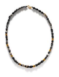 A Western Asiatic Gold and Banded Agate Bead Necklace