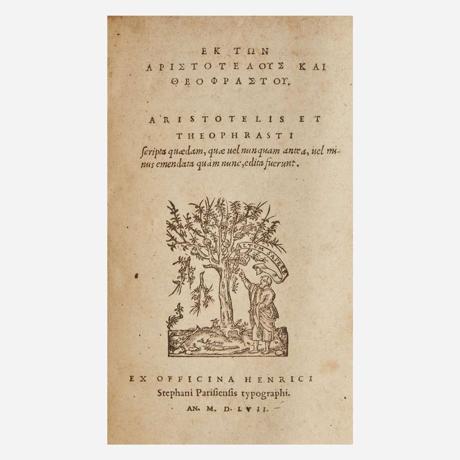 [Early Printing] [Aristotle] [Estienne, Henri] Aristotelis et Theophrasti...