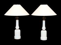 A Pair of Opaline Glass Lamps