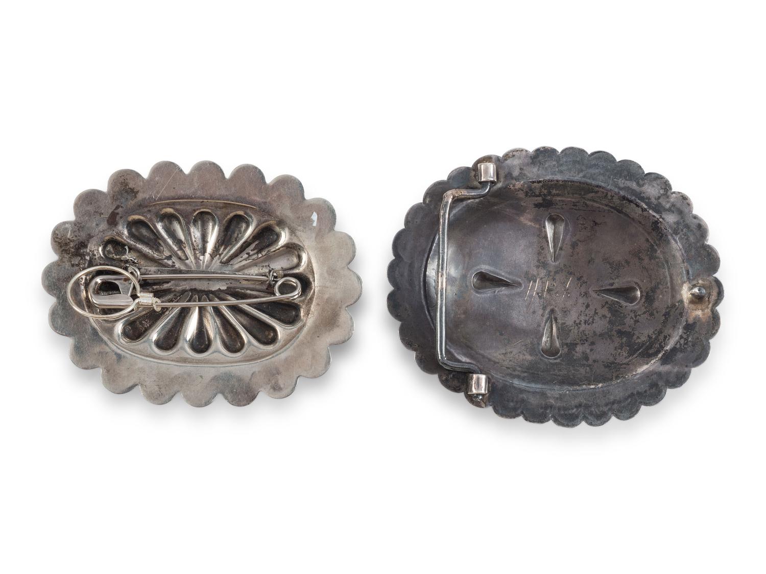 Navajo Silver and Turquoise Belt Buckle AND Pin / Brooch