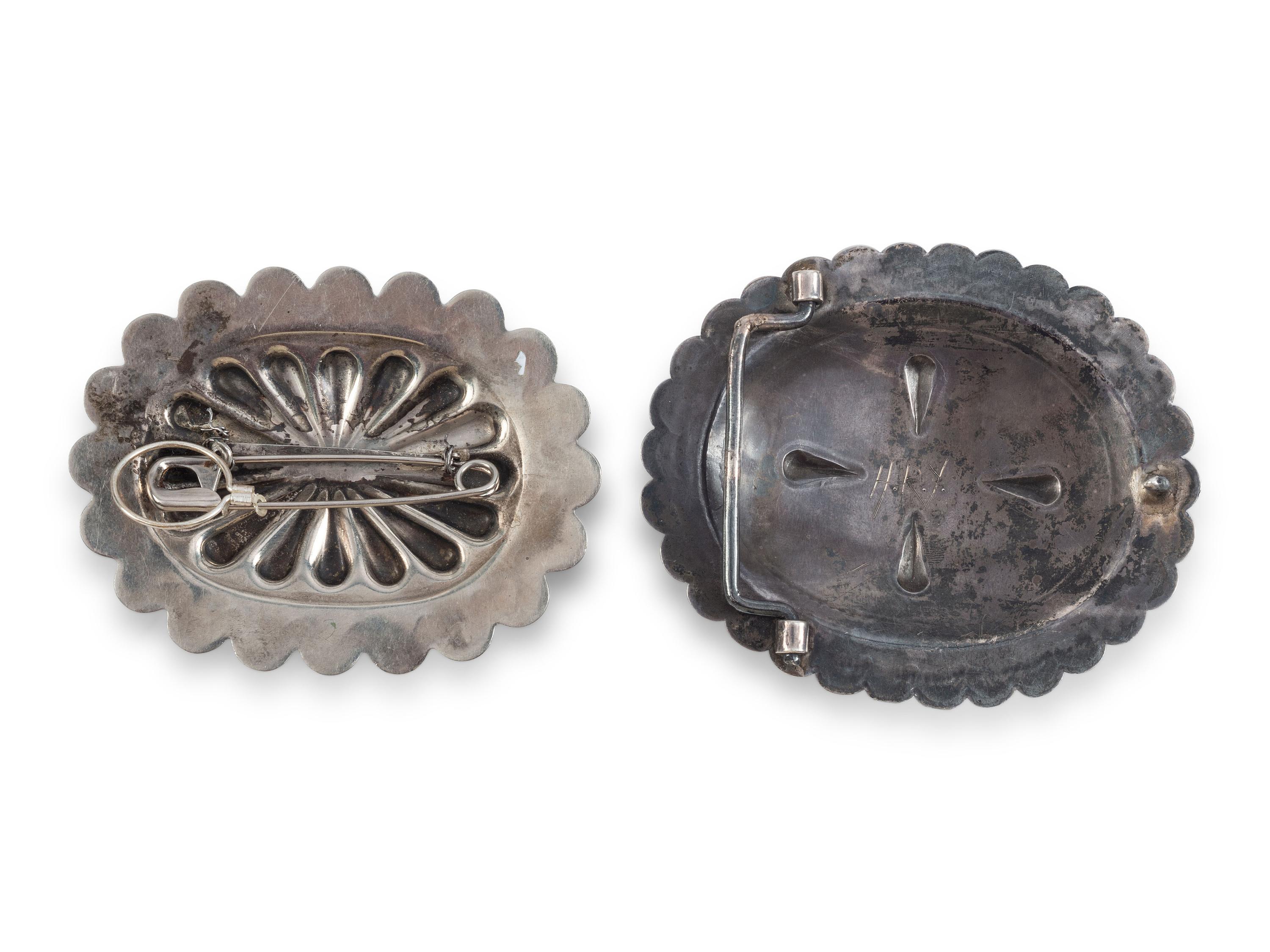 Navajo Silver and Turquoise Belt Buckle AND Pin / Brooch