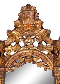 A Chinese Red and Gilt Lacquered Carved Wood Mirror
