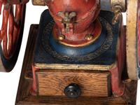 A Charles Parker No. 3000 Painted and Parcel Gilt Double-Wheeled Cast Iron Coffee Mill