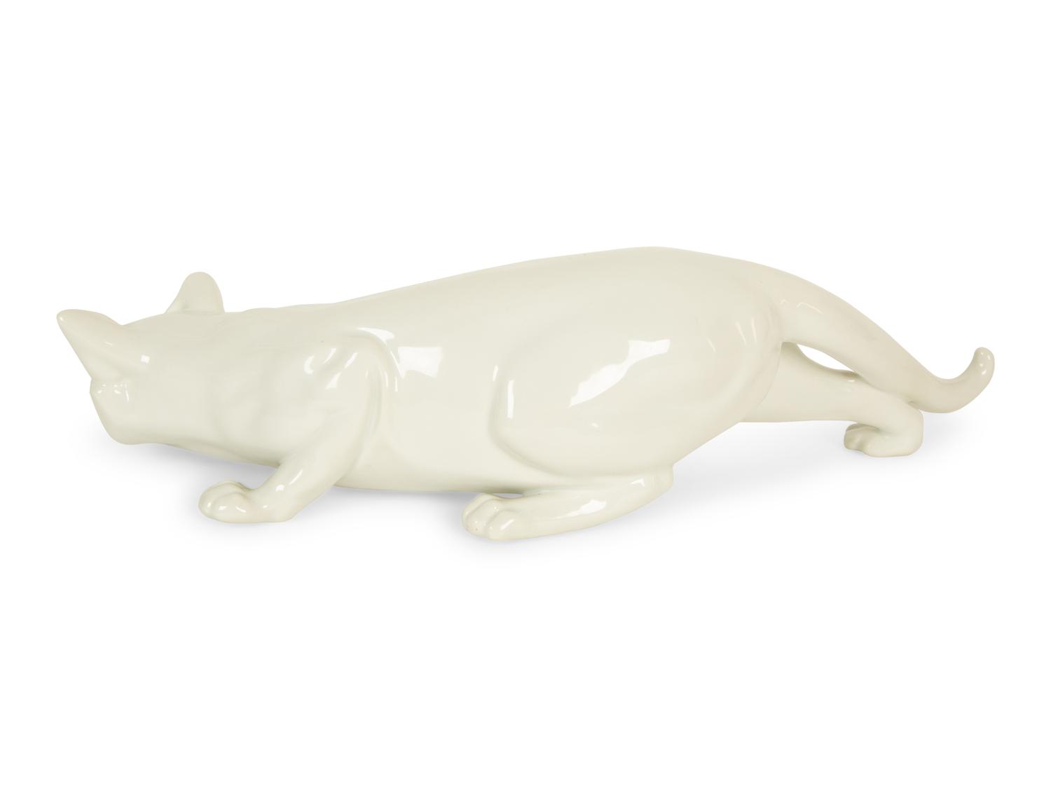 A Royal Copenhagen Porcelain Figure of a Crawling Cat