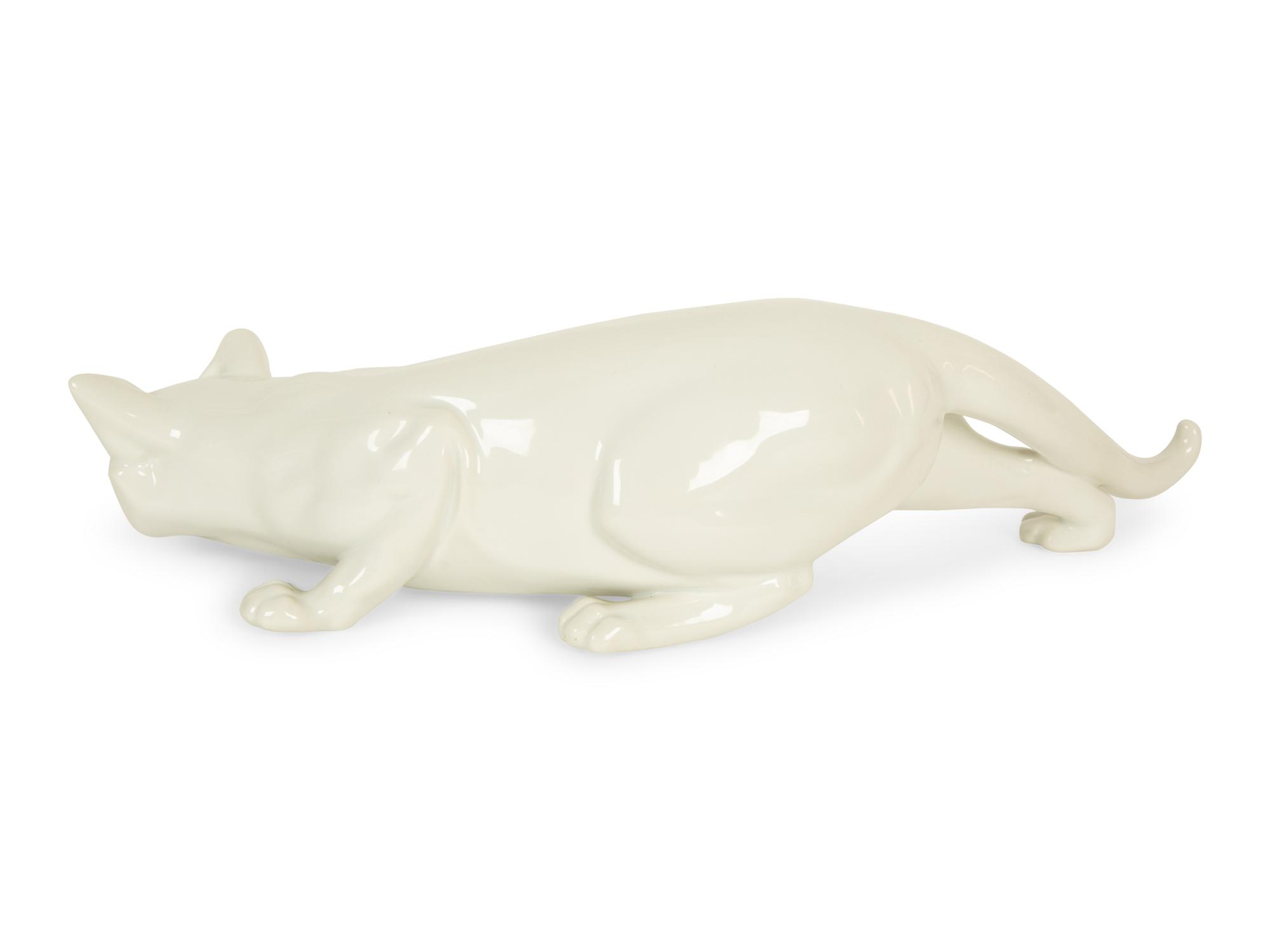A Royal Copenhagen Porcelain Figure of a Crawling Cat