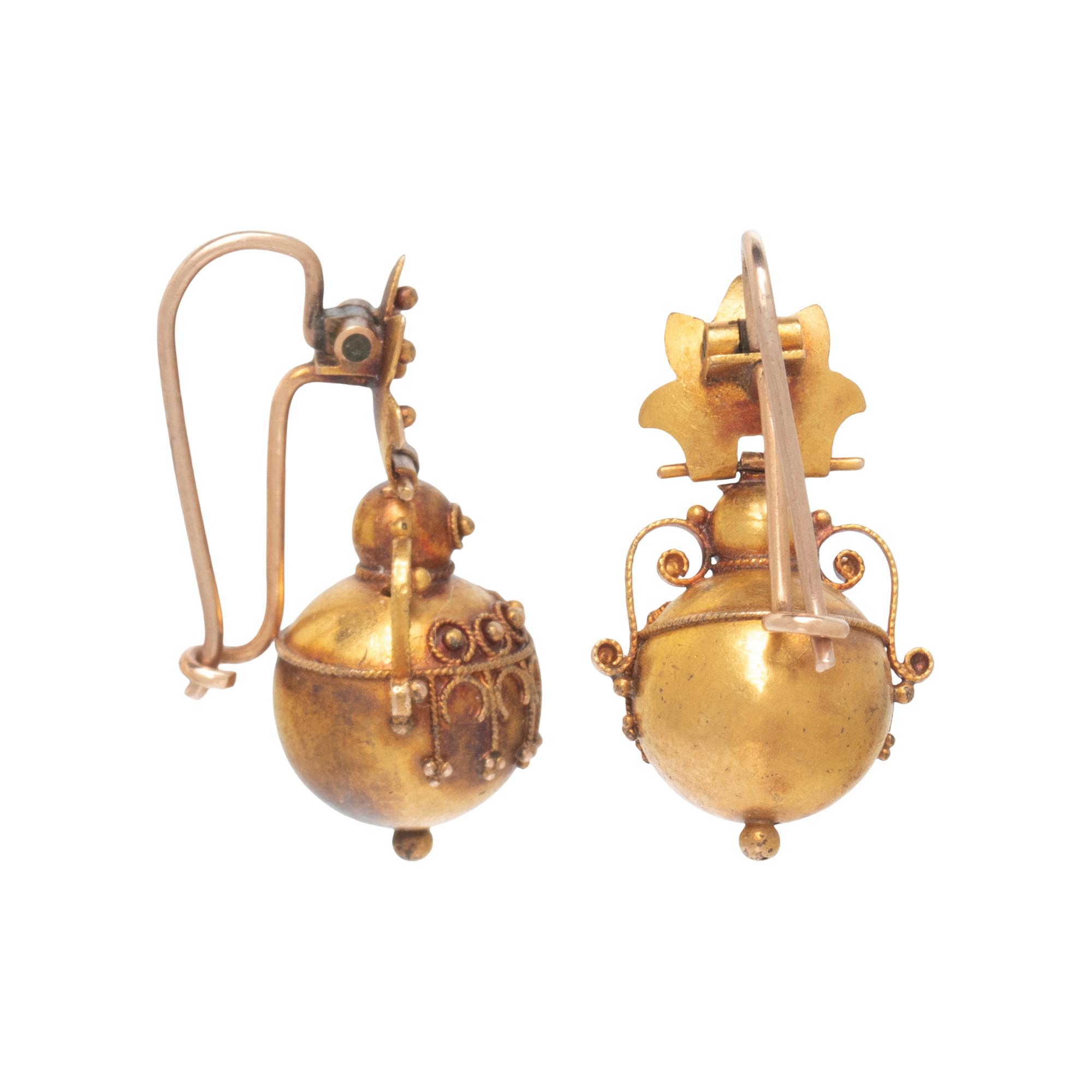 ANTIQUE, YELLOW GOLD EARRINGS