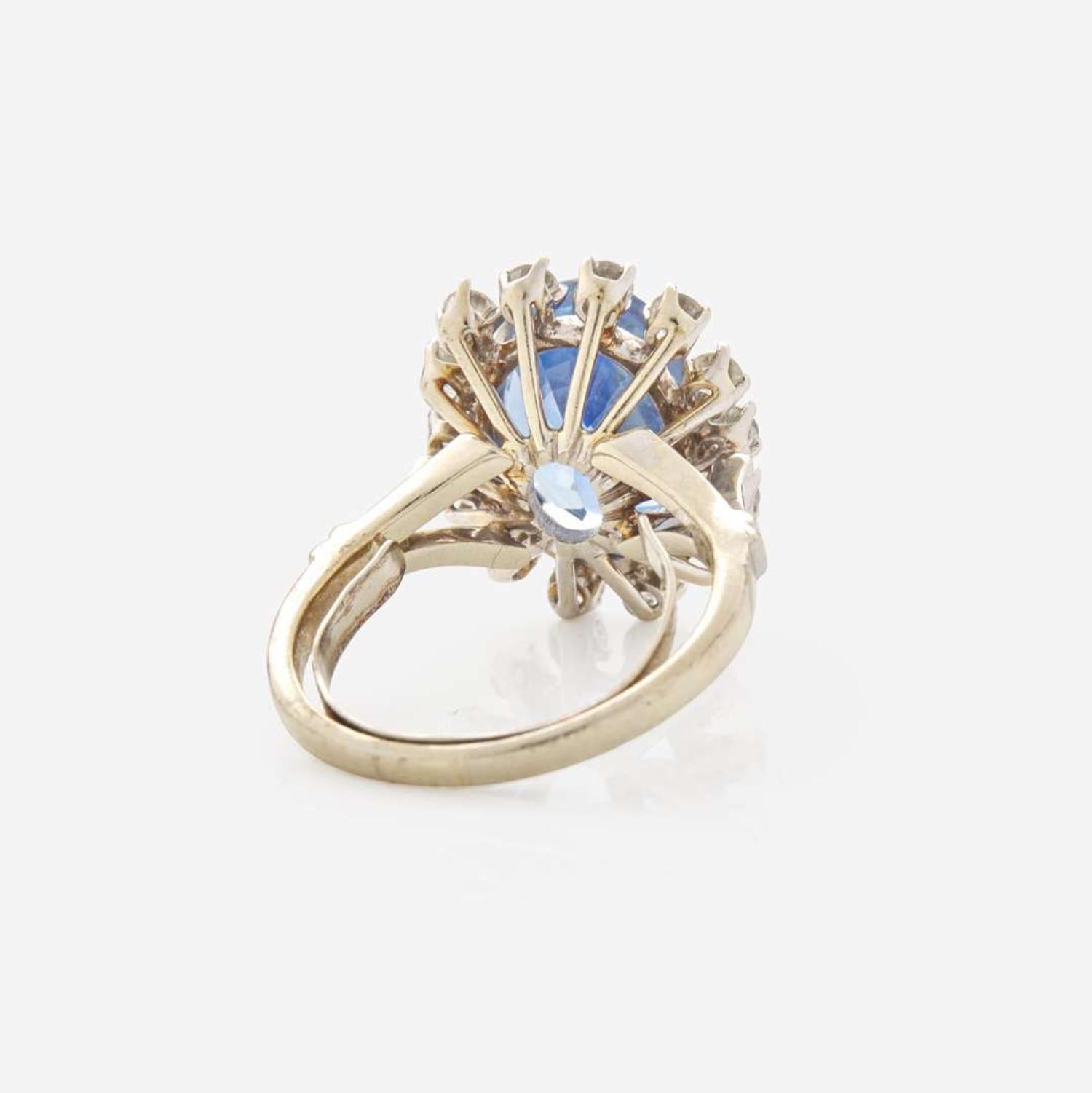 A 14K Gold, Sapphire, and Diamond Ring