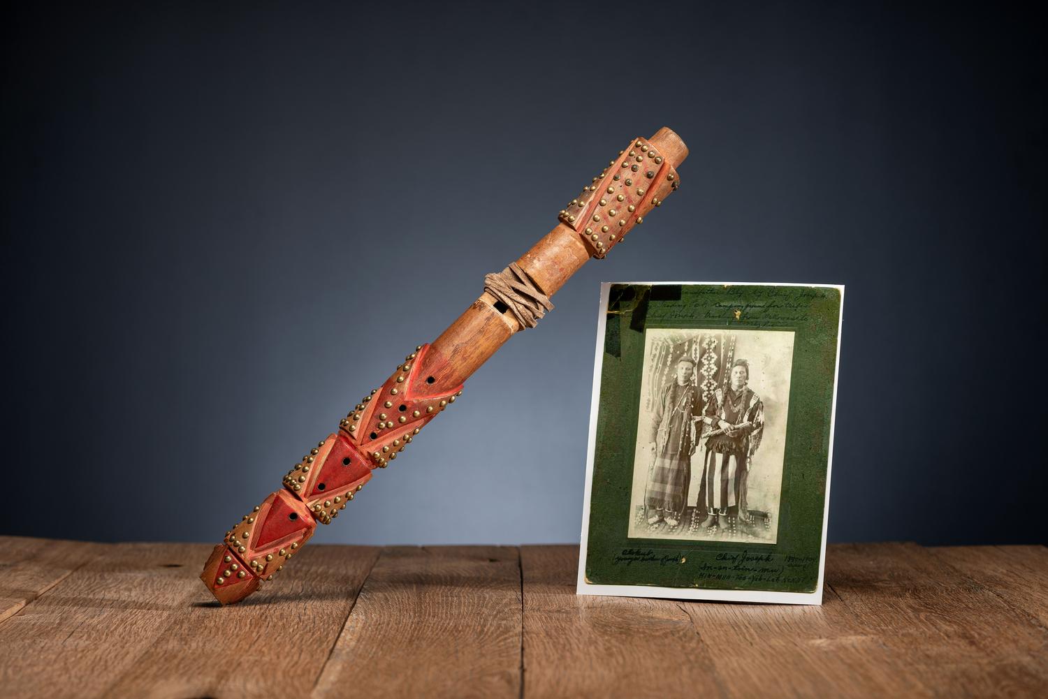 Nez Perce Painted Flute, with Photograph