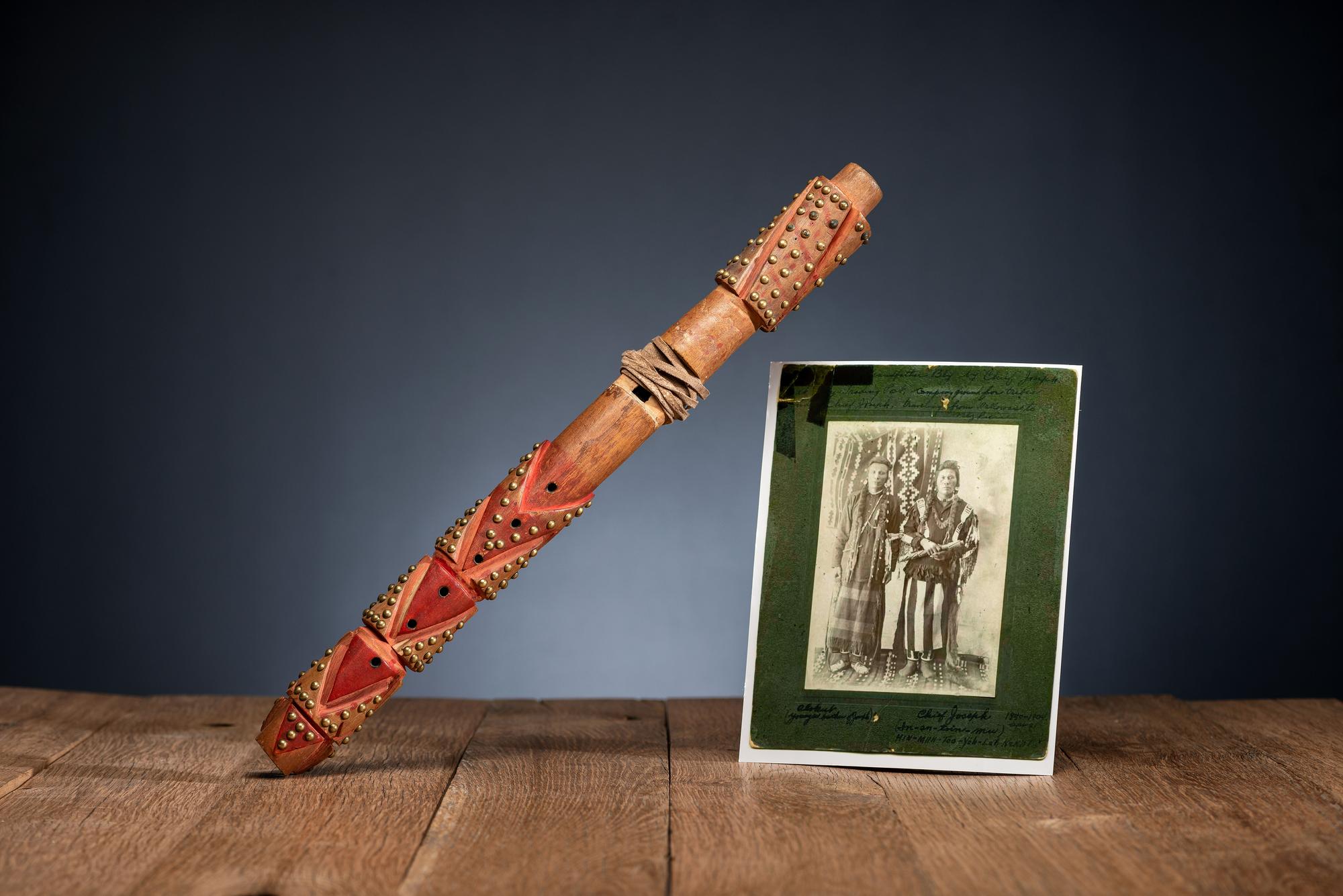 Nez Perce Painted Flute, with Photograph