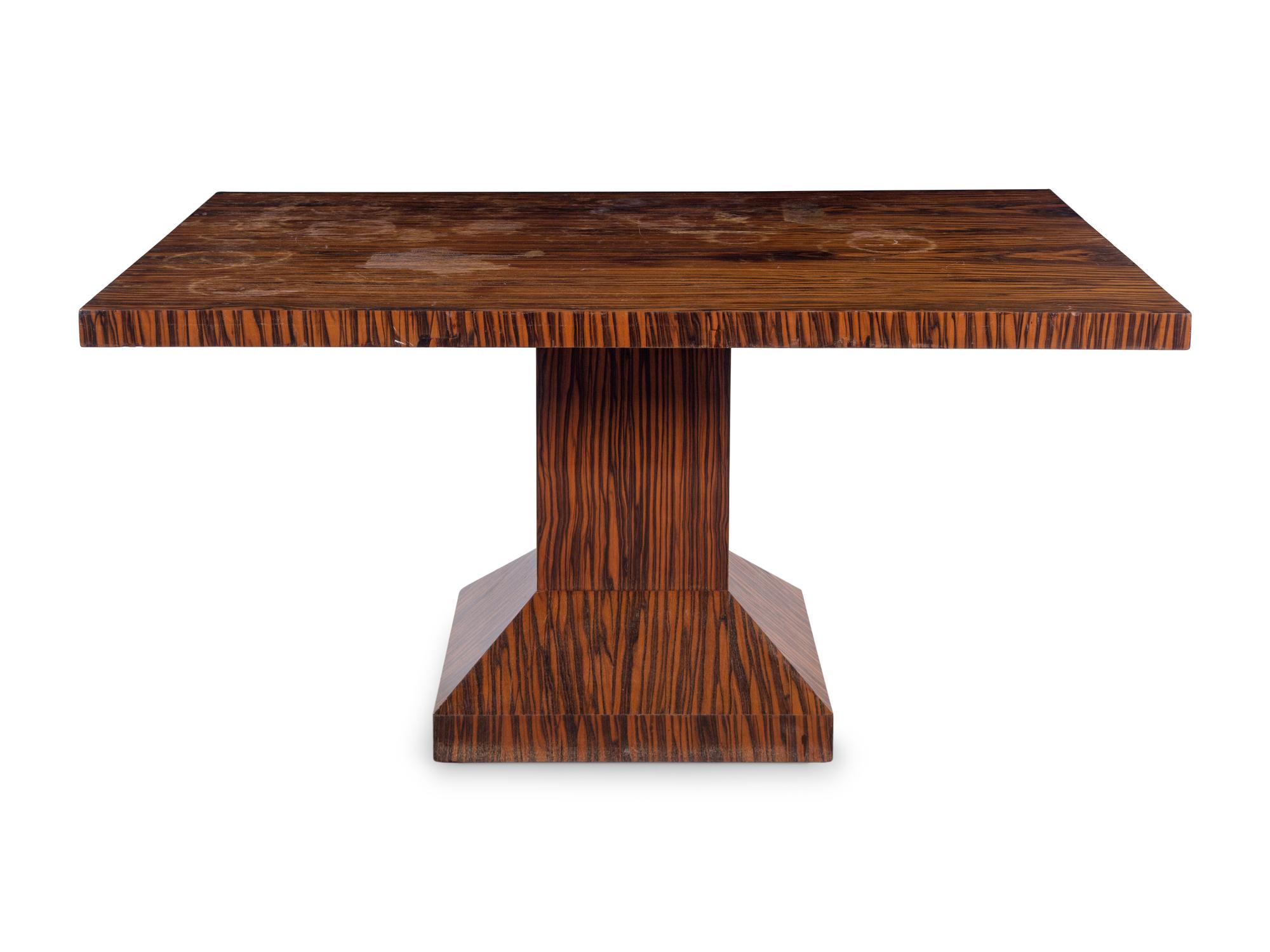 A French Art Deco Calamander Veneered Dining Table