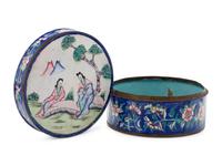 13 Chinese Enamel on Metal and Porcelain Boxes