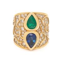 MARINA B., EMERALD, SAPPHIRE AND DIAMOND RING