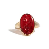 A Greek Glass Ring Stone with the Goddess Venus — Set in a gold ring