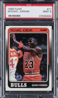A 1988 Fleer Michael Jordan Basketball Card No. 17 (PSA 9 MINT)