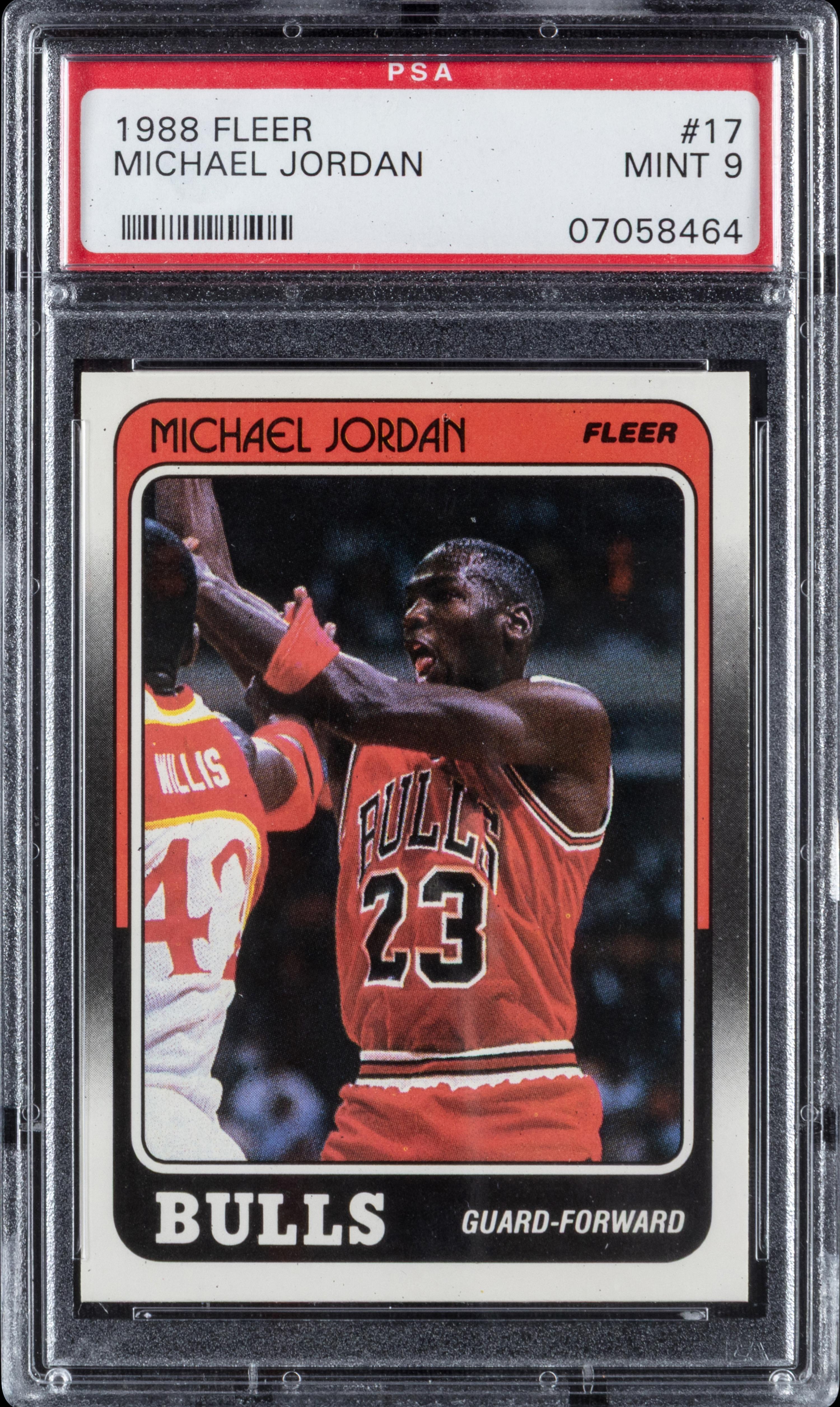 A 1988 Fleer Michael Jordan Basketball Card No. 17 (PSA 9 MINT)