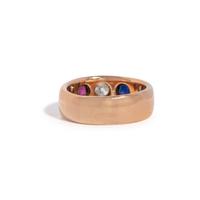 ROSE GOLD, SAPPHIRE, DIAMOND AND RUBY RING