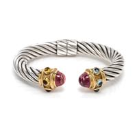 A Rare Sterling Silver, 14 Karat Yellow Gold, Pink Tourmaline, Citrine and Blue Topaz 'Renaissance' Bracelet, David Yurman, 30.30 dwts.