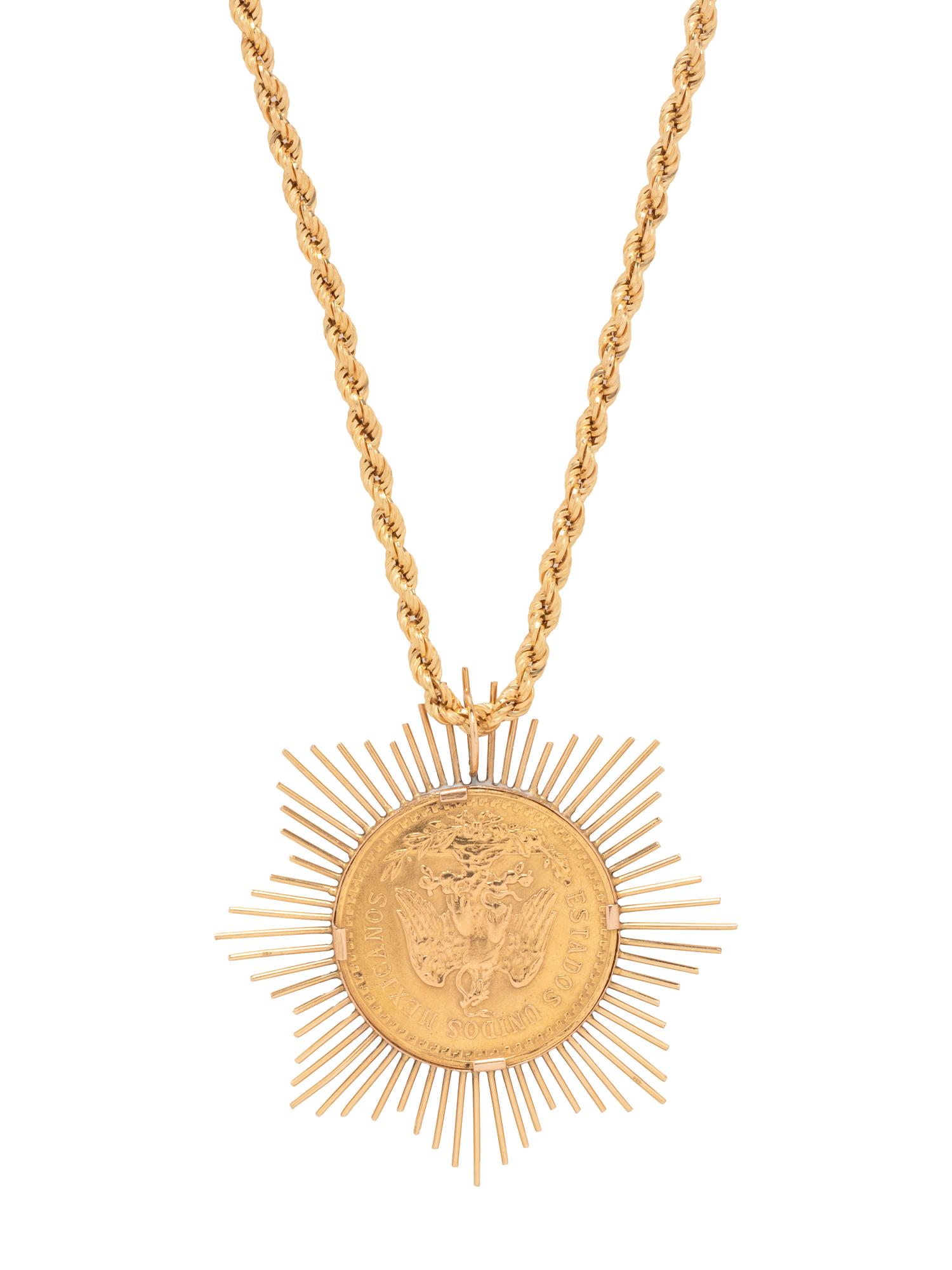 YELLOW GOLD AND COIN PENDANT/NECKLACE