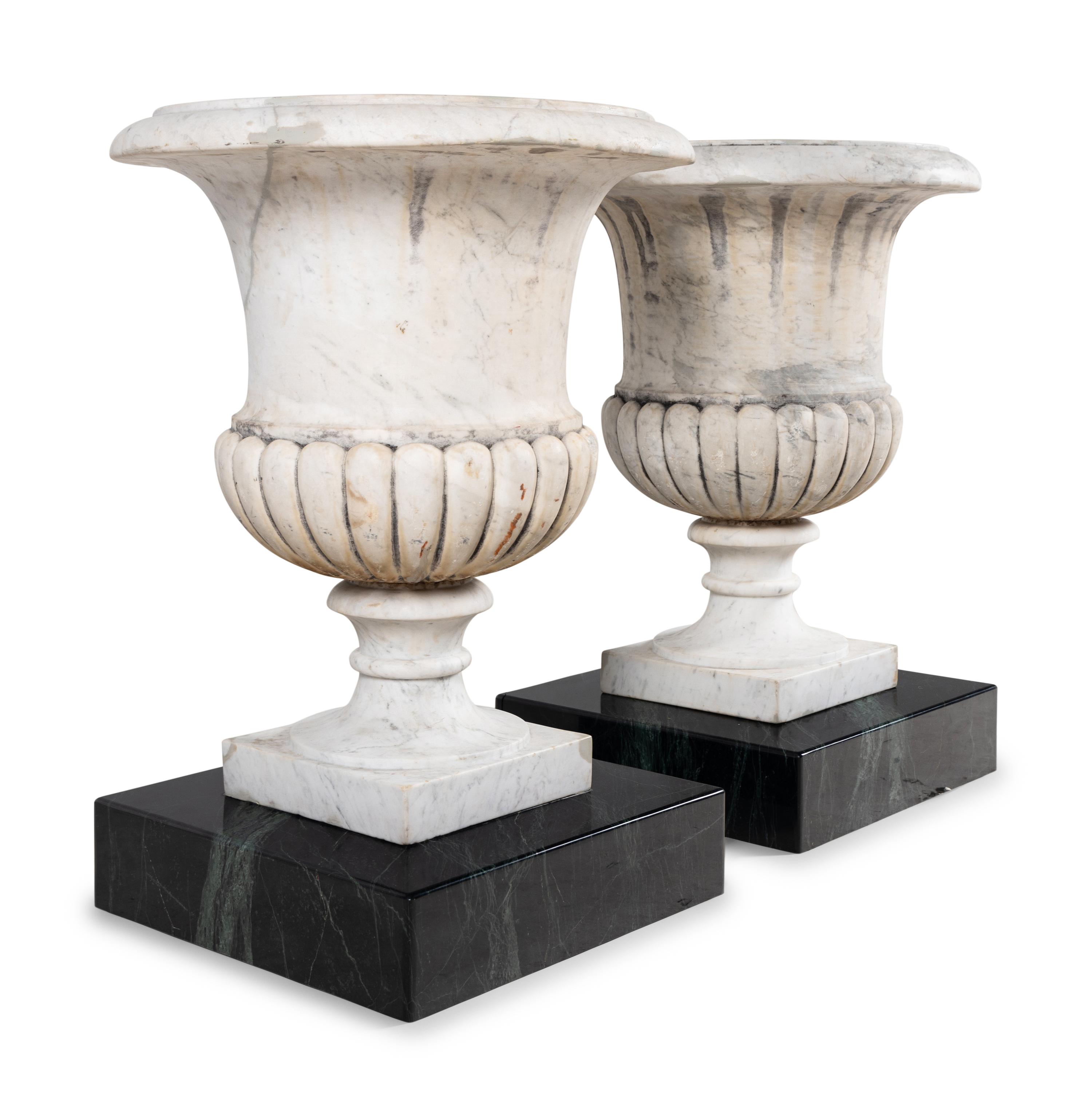 A Pair of Large Marble Campagna Urns