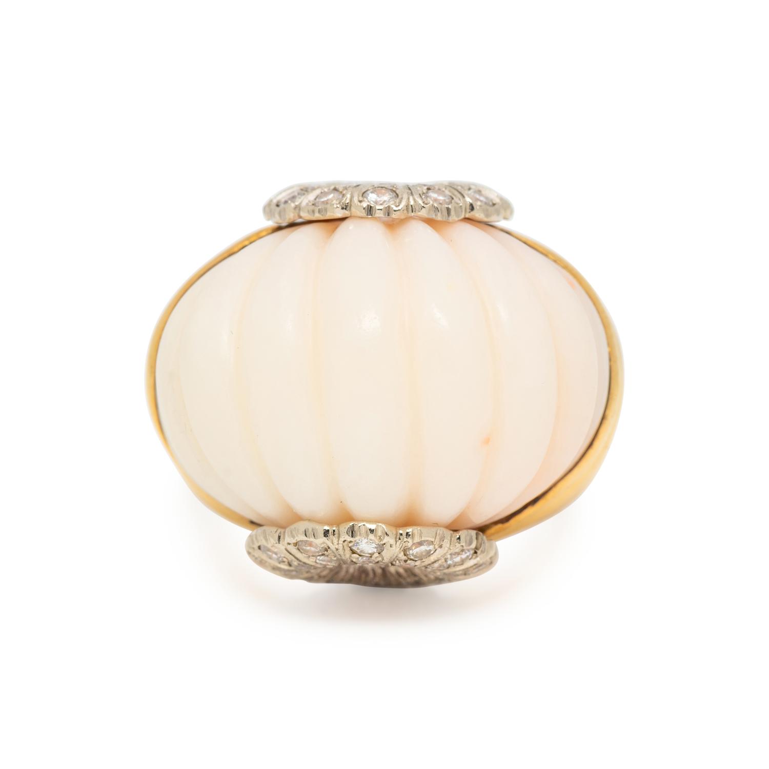 CORAL AND DIAMOND RING