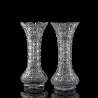 Two "Harvard" Cut Glass Vases