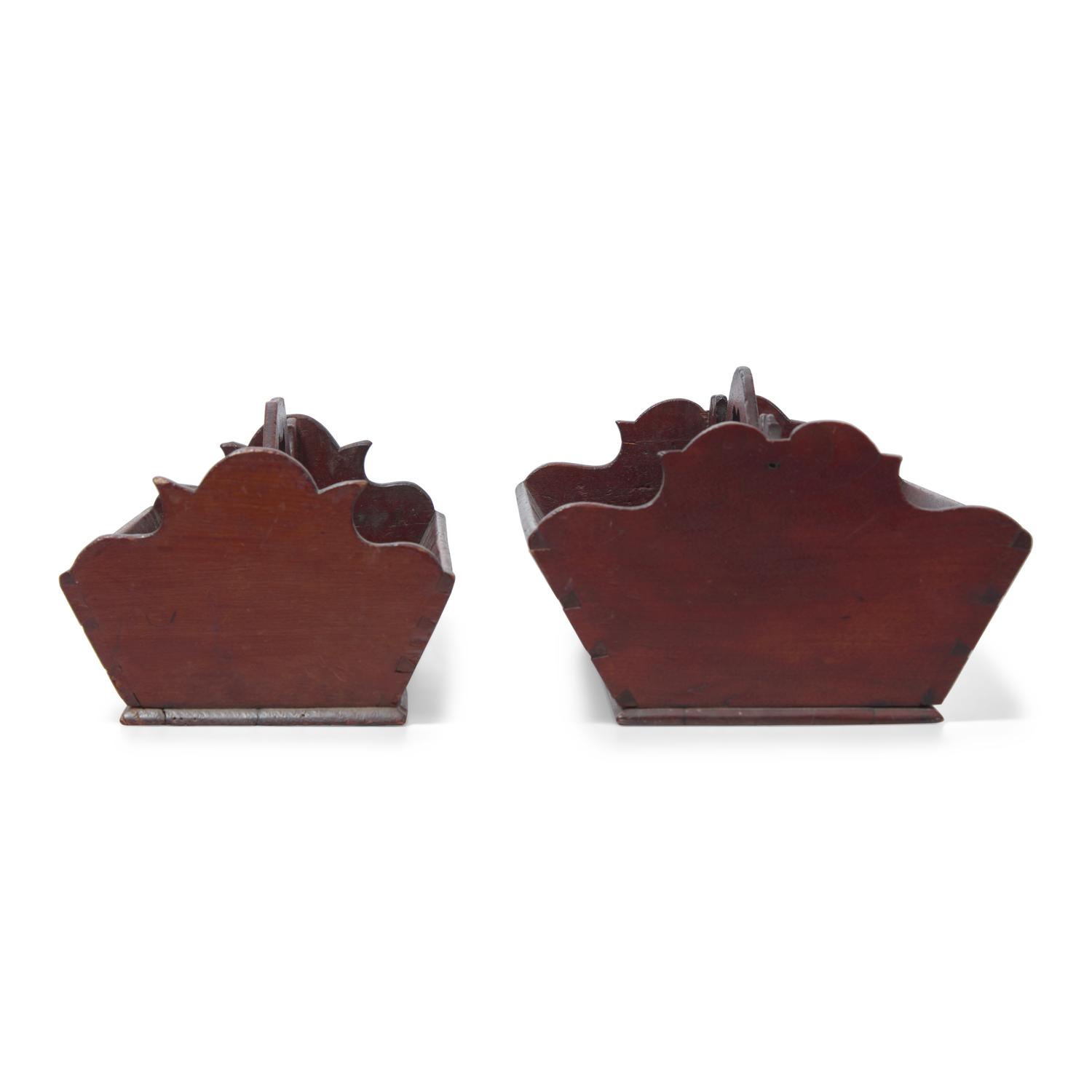 Two Carved Walnut and Cherry Cutlery Boxes
