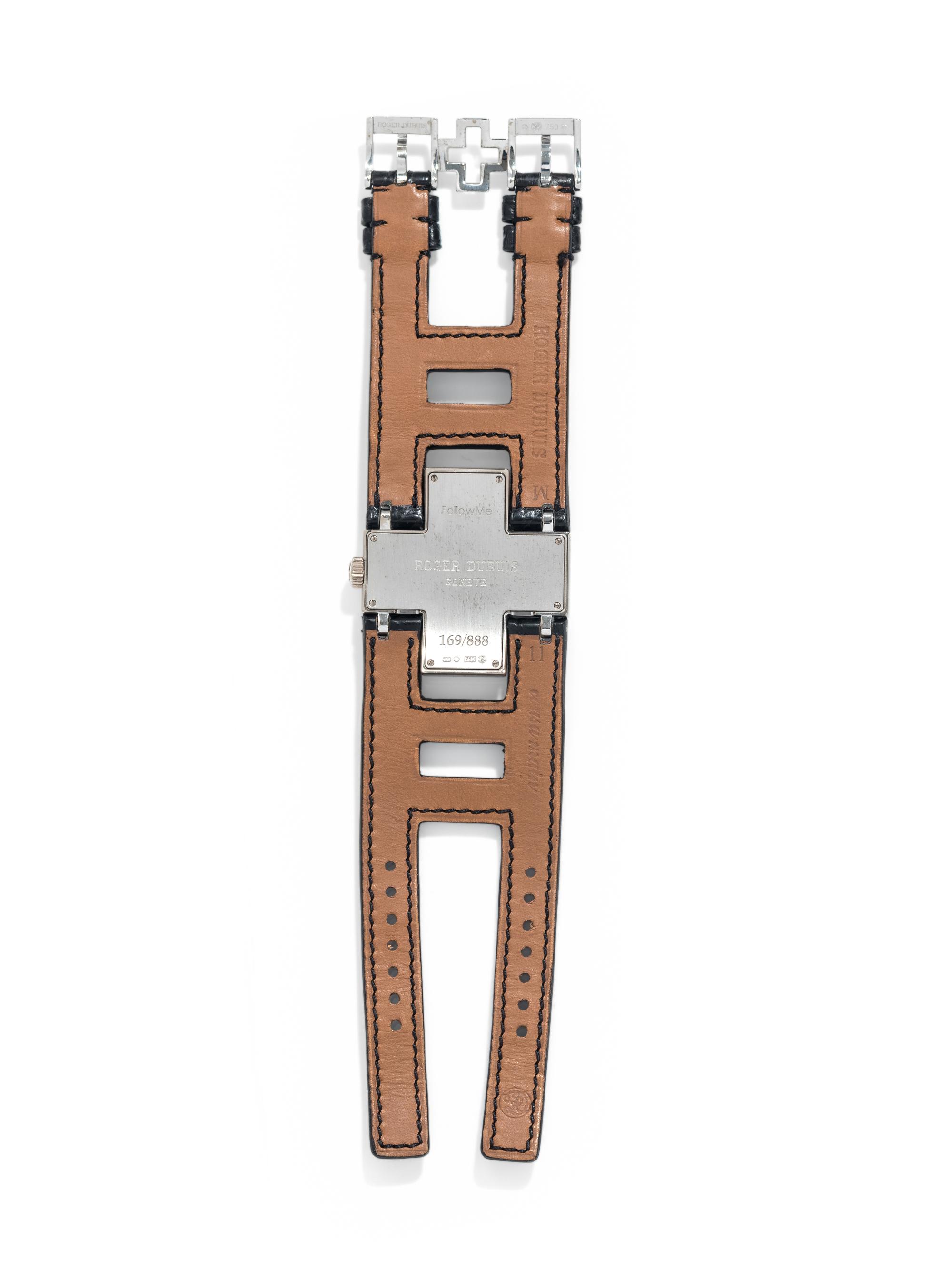 ROGER DUBUIS, 18K WHITE GOLD AND DIAMOND 'FOLLOW ME' WRISTWATCH