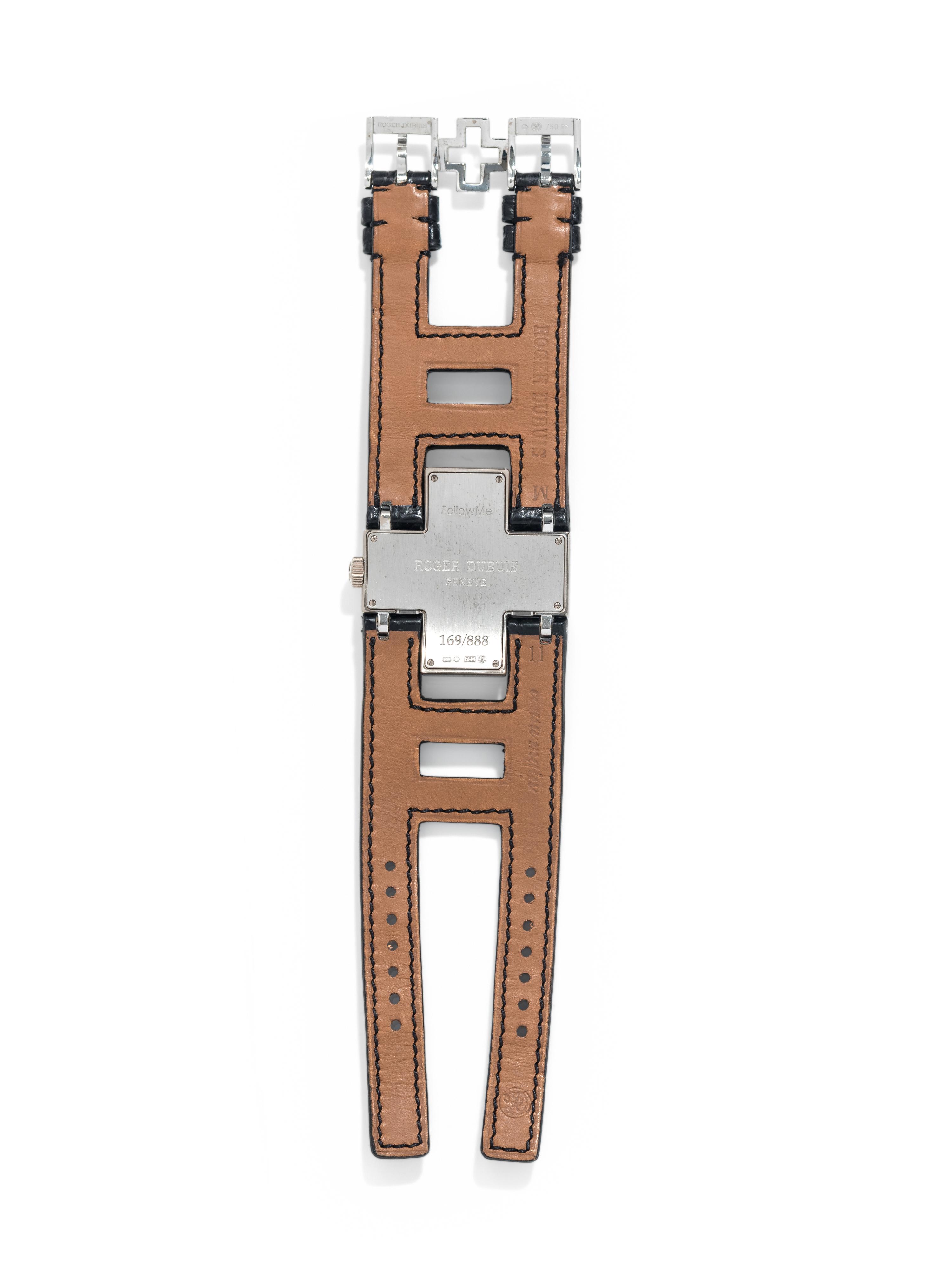 ROGER DUBUIS, 18K WHITE GOLD AND DIAMOND 'FOLLOW ME' WRISTWATCH