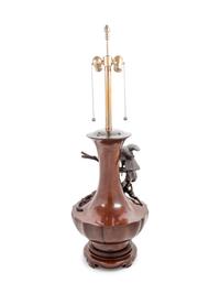 A Japanese Bronze Vase Mounted as a Lamp